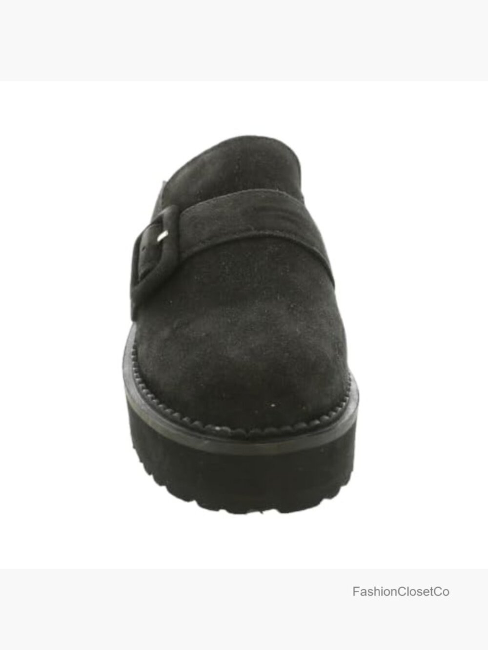 Suede Slip-On Mule with Buckle Strap Detail, Platform Heel - Picture 5 of 6